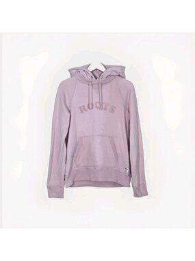 Roots Canada Womens S Light Pink Cooper Fleece Logo Pullover Hoodie Sweatshirt